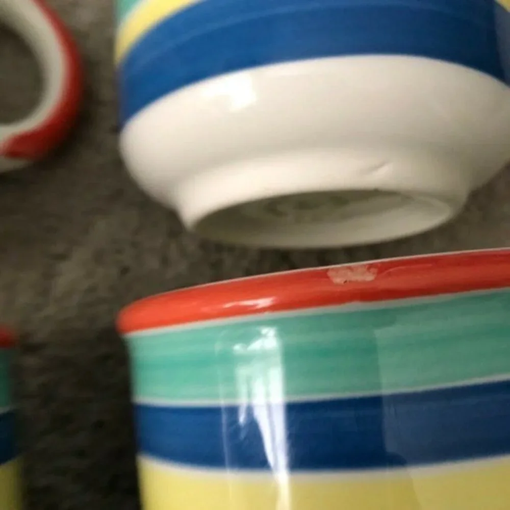PIER 1 Imports Hand Painted Striped Coffee Tea Cup Mug Made in Italy Set‎ (4)